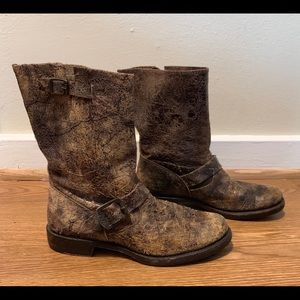 Frye Veronica Short Distressed Leather Boots